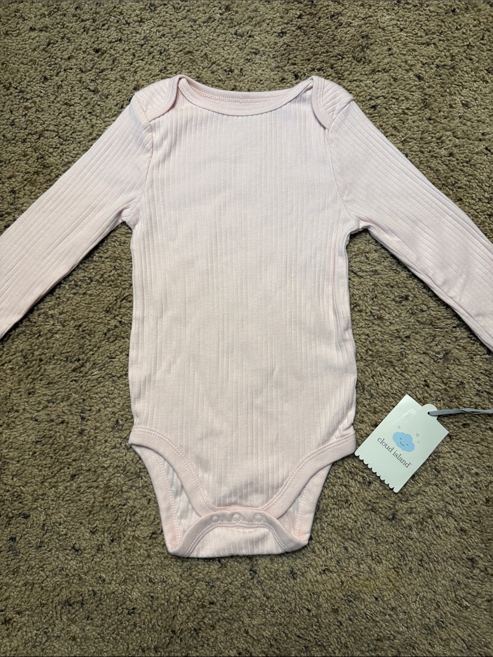 cloud island Long-Sleeve Ribbed One-Piece Bodysuit - Light Pink